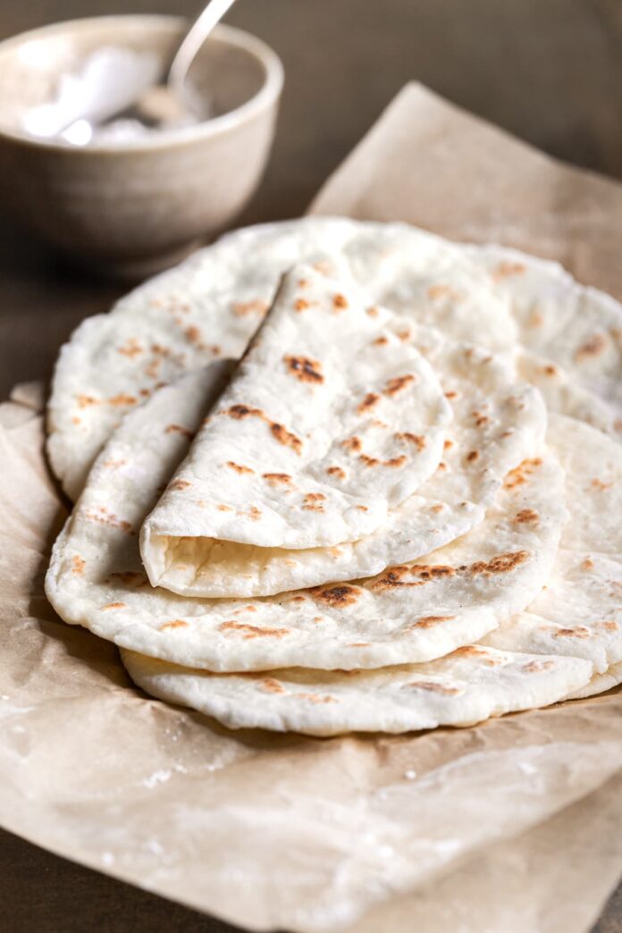 Rounds of flatbread stacked on top of each other