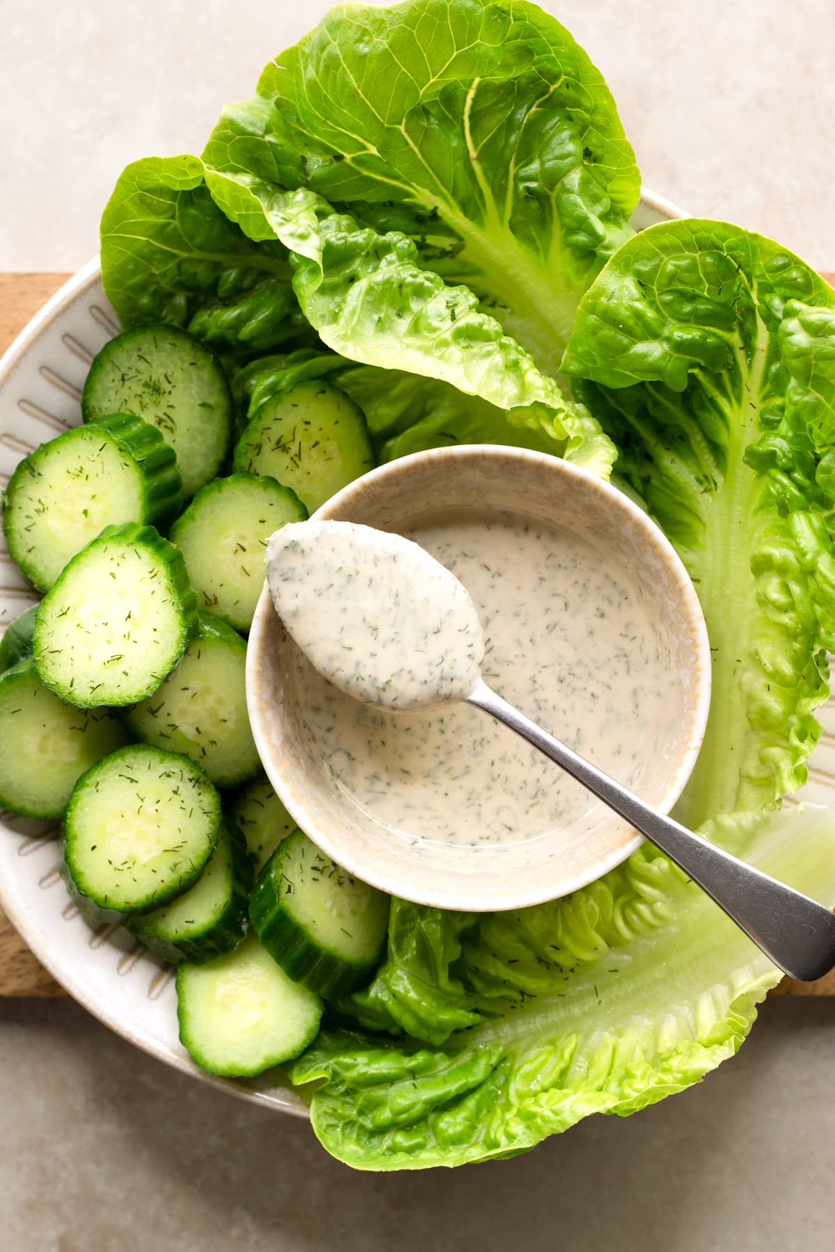 Vegan tahini ranch dressing served in a bowl