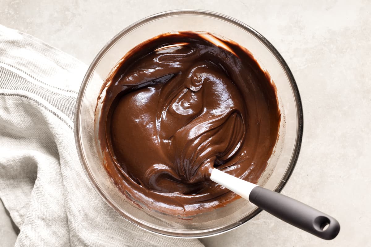 Chocolate frosting in a bowl