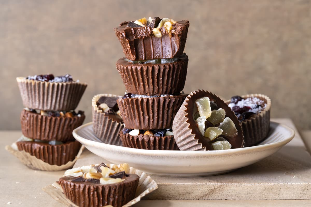 A plate of chocolate fudge bites